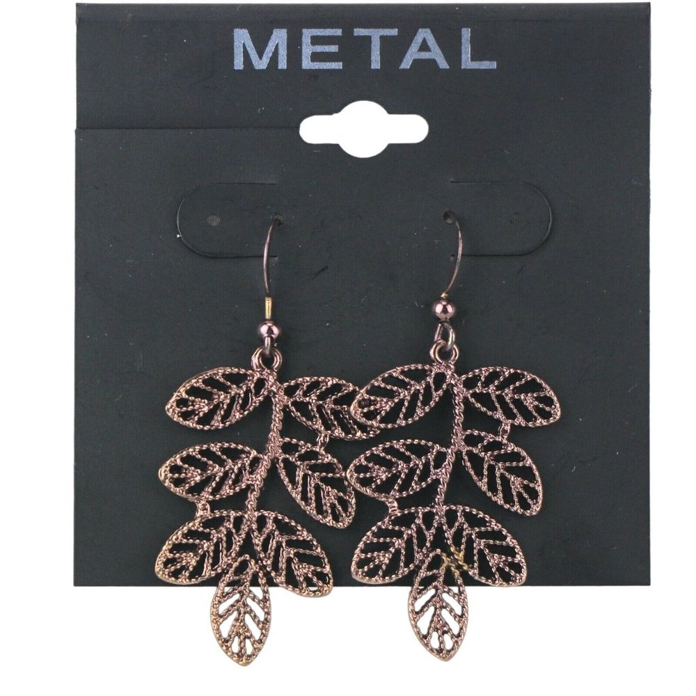 Kohl's Metal Earrings Copper -tone Leaf Dangle Hooks